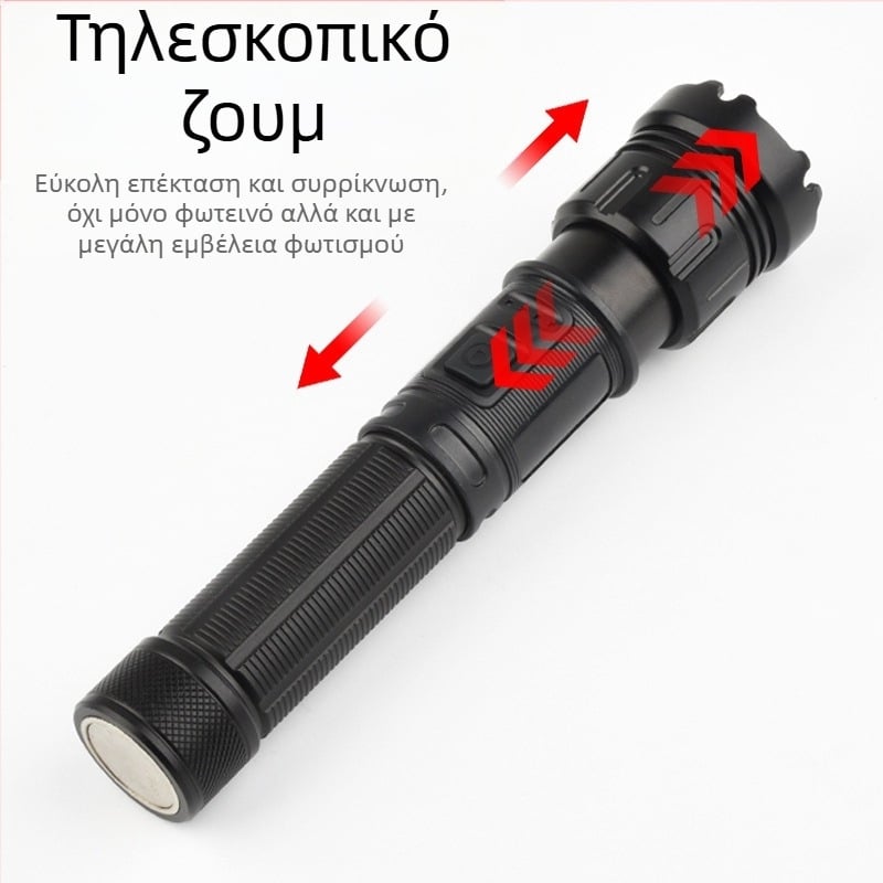 Φακός χειρός με COB πλευρικό φως, 1000 lm, φόρτιση Type-C, IP44