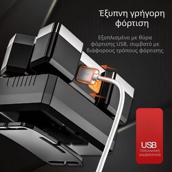 Πεντακέφαλος LED φακός κεφαλής για εξόρυξη, επαναφορτιζόμενος, 20W, μπαταρία 4000mAh, εμβέλεια 100–200 m