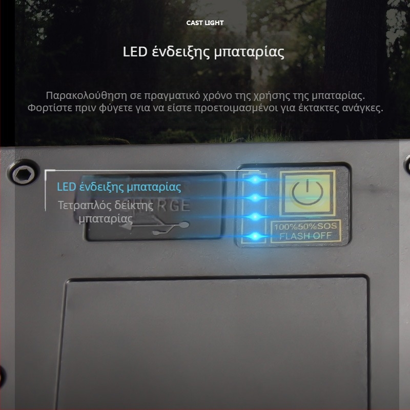 Φορητός εργασιακός λαμπτήρας προβολέας, 10W, μπαταρία 3000mAh, τροφοδοσία από μπαταρία, πηγή φωτισμού: λαμπτήρας, είσοδος φόρτισης 5V1A, εμβέλεια δέσμης 100-200 m