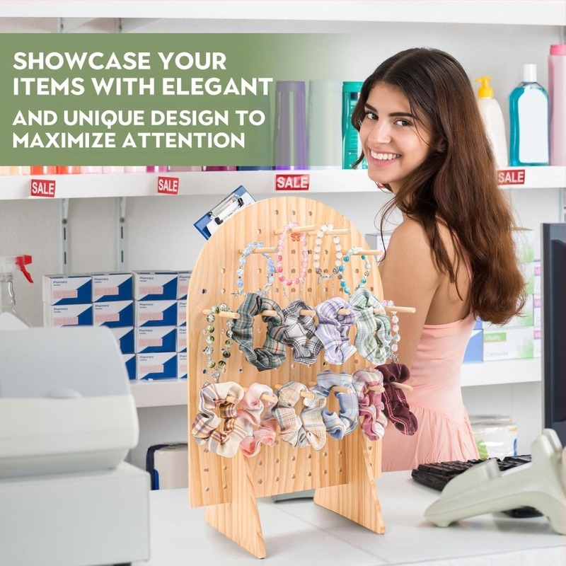 Ξύλινο ράφι προβολής με οβάλ πλάκα καρφιών, μοντέρνο μινιμαλιστικό στυλ