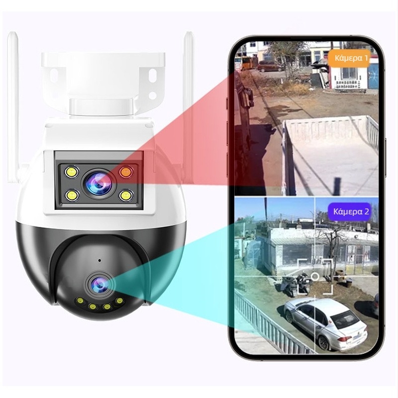 Εξωτερική ασύρματη κάμερα PTZ με Wi‑Fi, υπερ-ευκρίνεια βίντεο, απομακρυσμένος έλεγχος μέσω smartphone για εξωτερικούς χώρους και οικιακή επιτήρηση.