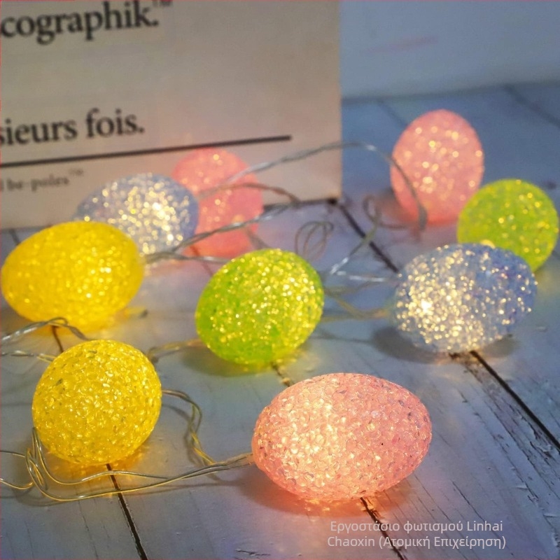 LED string lights με EVA αυγά για το Πάσχα – διακοσμητικά αυγά σε καρτούν στυλ, με μπαταρίες