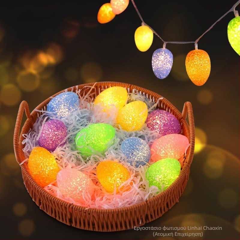 LED string lights με EVA αυγά για το Πάσχα – διακοσμητικά αυγά σε καρτούν στυλ, με μπαταρίες