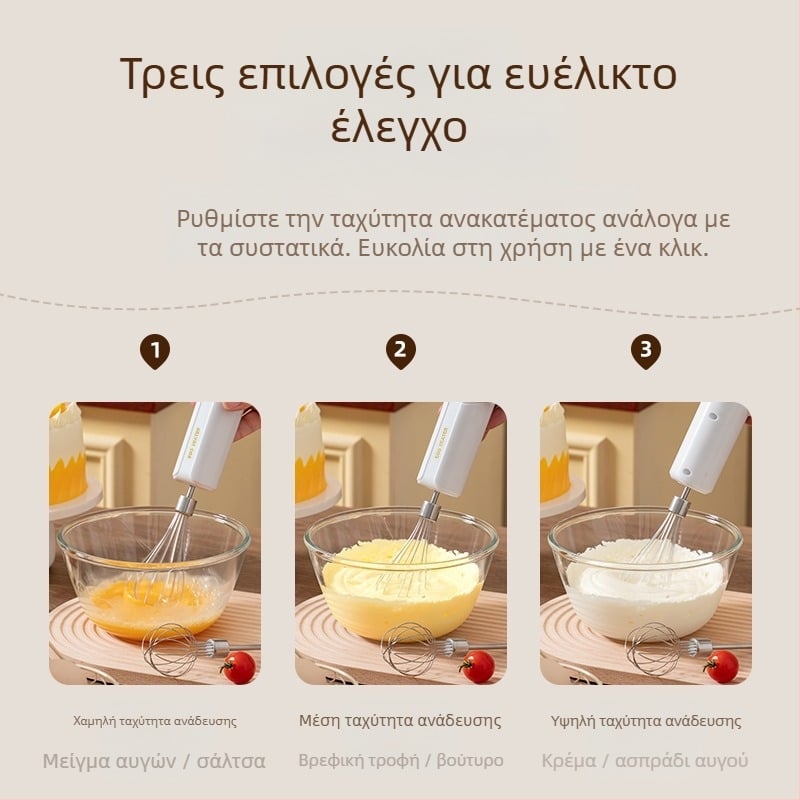 Ηλεκτρικός αναδευτήρας αυγών, ανοξείδωτο ατσάλι, ασύρματος επαναφορτιζόμενος, μπαταρία 1200mAh, 1200 rpm, 15W (Ανοξείδωτο ατσάλι; ασύρματο επαναφορτιζόμενο; 1200mAh; 1200 rpm; 15W)