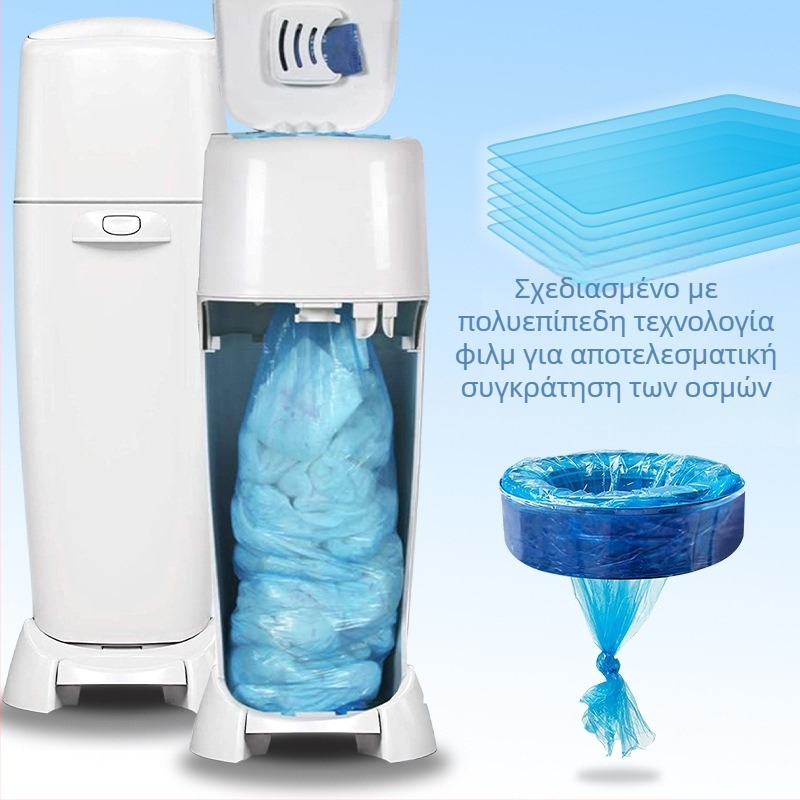 Λάινερ κάδου πάνων, αντίο οσμών, LDPE, τύπος με επίπεδο στόμιο, σετ 72 τεμάχια, συμβατό με Genie/Angelcare