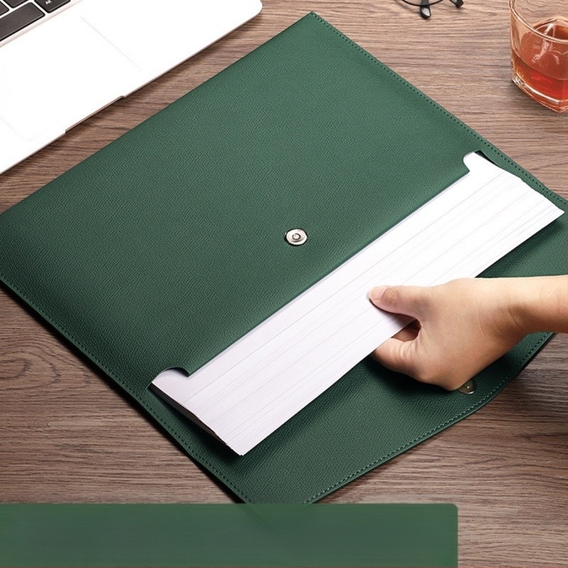 Τσάντα εγγράφων PU δέρμα, μεγάλη χωρητικότητα, για έγγραφα A4, φορητή, κλείσιμο με κουμπί