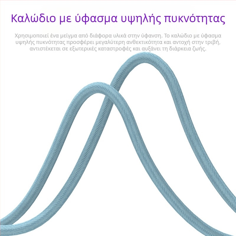Καλώδιο δεδομένων 2-σε-1 USB-C και Micro USB, πλεκτό νάιλον, αυτόματη απενεργοποίηση, γρήγορη φόρτιση 18W