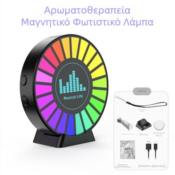 Αυτοκινητικό LED περιβαλλοντικό φως με αρωματοθεραπεία, μαγνητική στερέωση και φωτισμό συγχρονισμένο με τη μουσική