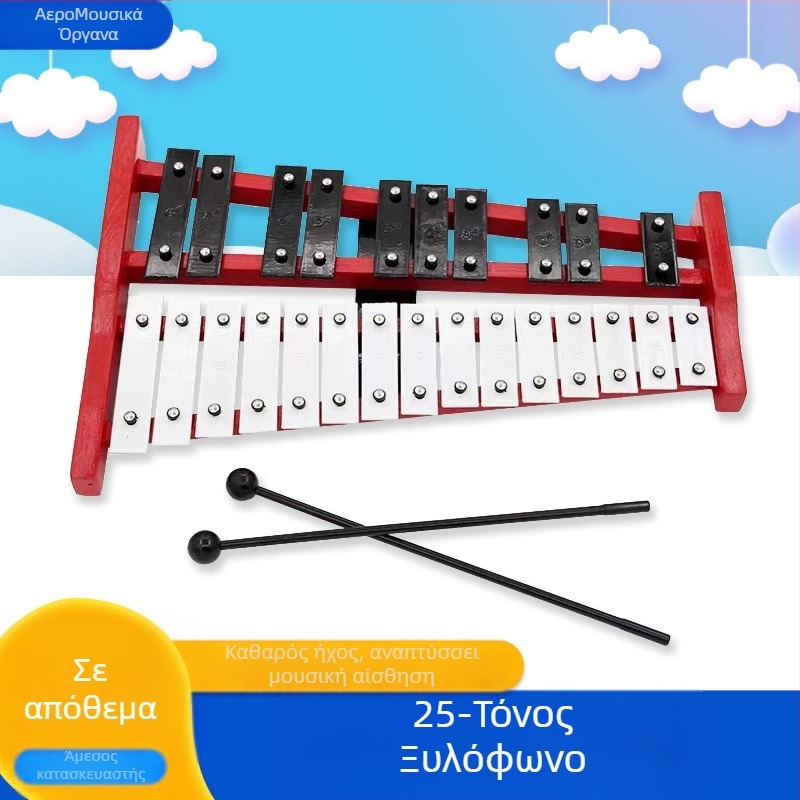 Aerophone πιάνο αλουμινίου 25 τόνων, Orff instrument, αλουμινένια κατασκευή, χωριστή συσκευασία