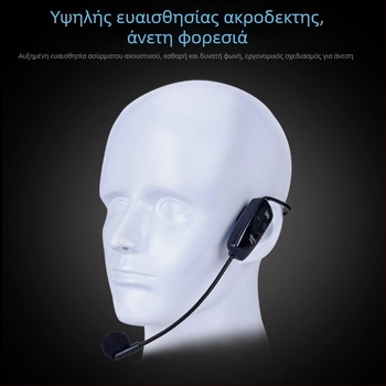 XYD02 UHF ασύρματο κράνος μικρόφωνο με υπερκαρδιοειδές μοτίβο λήψης, ενσωματωμένη μπαταρία 300–500 mAh, αυτονομία 3–6 ώρες