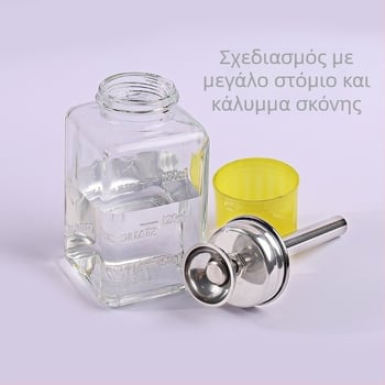 Γυάλινο μπουκάλι για νύχια με ατσάλινη αντλία, σωληνάκι αντλίας με χαλκό-πυρήνα, ανθεκτικό στη διάβρωση, καπάκι προστασίας από σκόνη