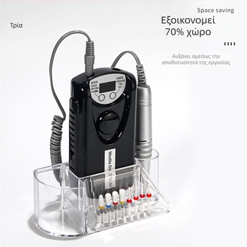 Chusha Κουτί Αποθήκευσης Εργαλείων Νυχιών με Αποθήκευση Κεφαλής Λείανσης από Βολφράμιο Ατσάλι και Διαφανές Επιτραπέζιο Εκθετήριο – 1 Τεμάχιο