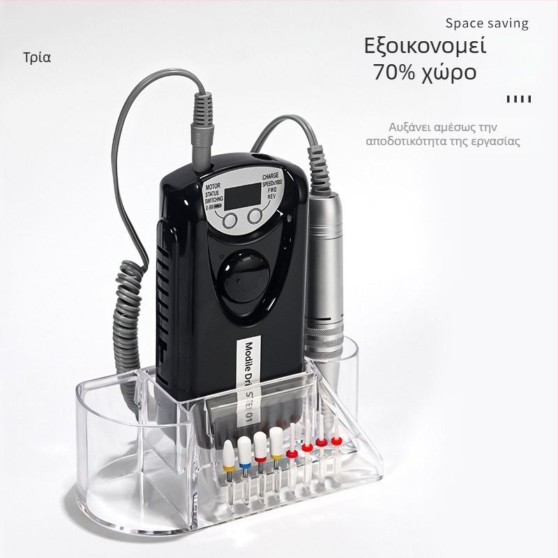 Chusha Κουτί Αποθήκευσης Εργαλείων Νυχιών με Αποθήκευση Κεφαλής Λείανσης από Βολφράμιο Ατσάλι και Διαφανές Επιτραπέζιο Εκθετήριο – 1 Τεμάχιο