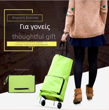 Τσάντα με ρόδες για αγορές, αδιάβροχο ύφασμα Oxford, προσαρμοσμένη εκτύπωση, θερμική μεταφορά, χωρητικότητα 15 kg