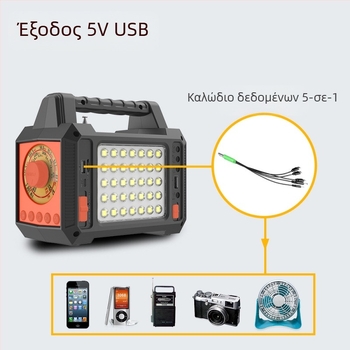 Εξωτερικό σύστημα ηλιακού φωτισμού με επείγον ραδιόφωνο πολλαπλών ζωνών, φακός, Bluetooth αναπαραγωγή και αποθήκευση ενέργειας (EASYPOWER, CE πιστοποίηση, Τροφοδοσία: άλλες πηγές)