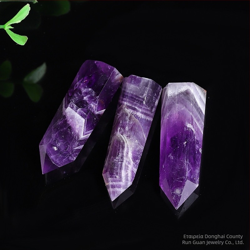 Κρύσταλλος στήλης από αμέθυστο, μάρκα Runguan Jewelry, μοντέρνος μινιμαλιστικός στυλ, συσκευασία σε ξεχωριστή PP σακούλα