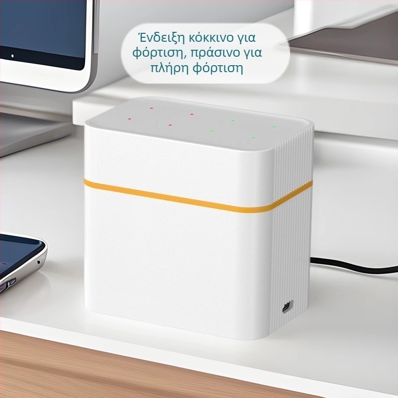 8 θέσεων έξυπνος φορτιστής με καπάκι για AA NiMH μπαταρίες, θύρα Type-C, έξοδος 5V DC 2A