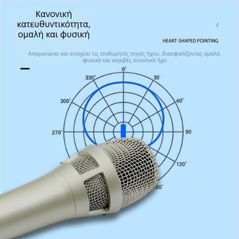 105 μικρόφωνο πυκνωτικό με εξωτερική κάρτα ήχου για ζωντανή μετάδοση και καραόκε - για PC και κινητό - καρδιοειδές μοτίβο λήψης, 100 Hz - 20 kHz, SNR ≥70 dB, Mono