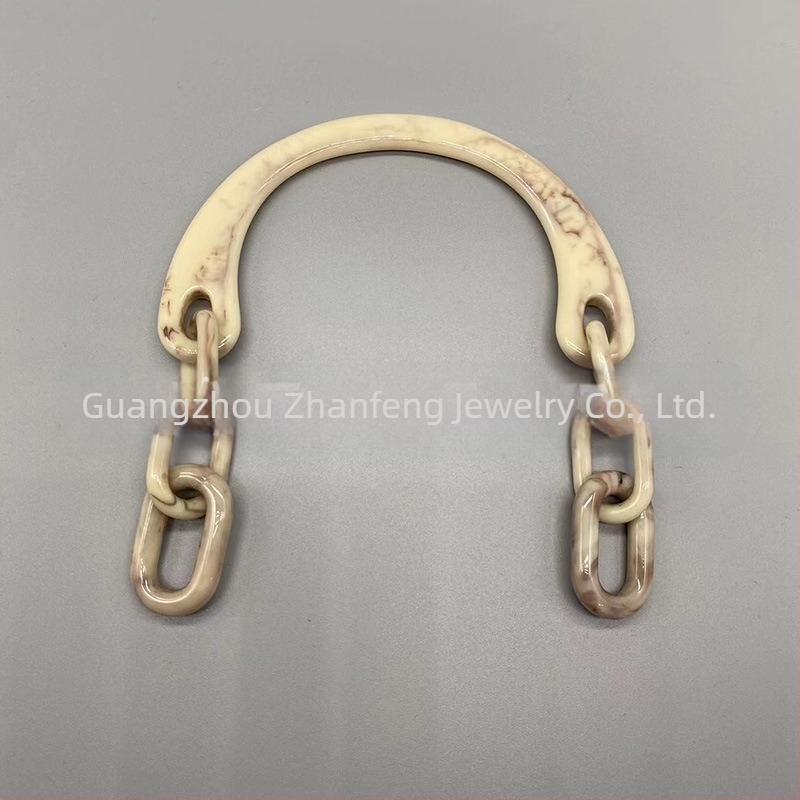 Junfeng πλαστική λαβή τσάντας με U-σχήμα αλυσίδας και ακρυλικό χερούλι, μονόχρωμο σχέδιο, μείωση βάρους, αξεσουάρ αποσκευών, Άνοιξη 2024