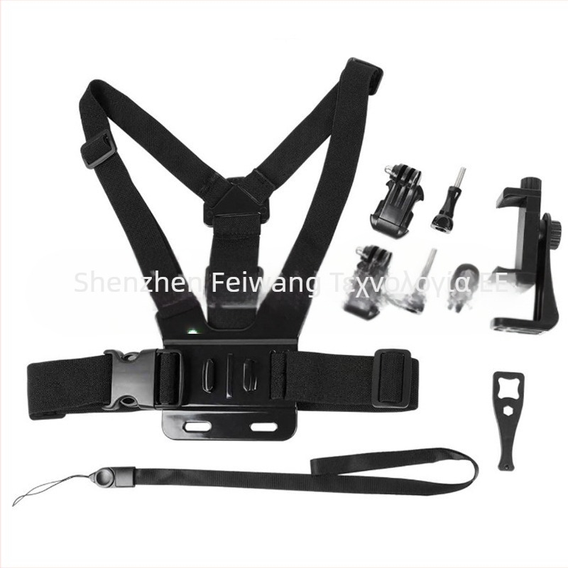 GoPro 12/11/10 Κιτ Κάμερας Δράσης για Ζωντανή Μετάδοση Selfie με 360° Περιστρεπόμενο Κλιπ Τηλεφώνου και Θωρακικό Ιμάντα (ABS+PC)