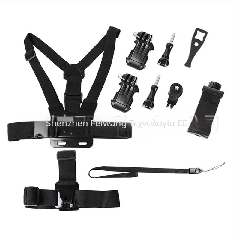 GoPro 12/11/10 Κιτ Κάμερας Δράσης για Ζωντανή Μετάδοση Selfie με 360° Περιστρεπόμενο Κλιπ Τηλεφώνου και Θωρακικό Ιμάντα (ABS+PC)