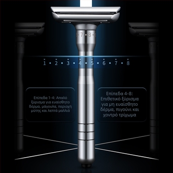 Χειροκίνητο ξυριστικό Tide, διπλής όψεως ανοξείδωτες λεπίδες, 8 στάδια ευκρινισμού, σετ 5 λεπίδων