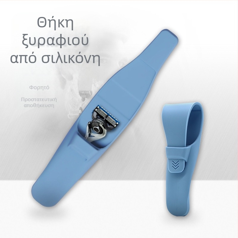 Χειροκίνητο ξυριστικό με θήκη από δέρμα για ταξίδια και κλασική βάση για ξυριστικά