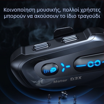 Ασύρματο Bluetooth ακουστικό για κράνος με ενδοεπικοινωνία, στερεοφωνικό, αδιάβροχο • Bluetooth 5.3 • Εμβέλεια έως 15 m • 8+ ώρες μπαταρία