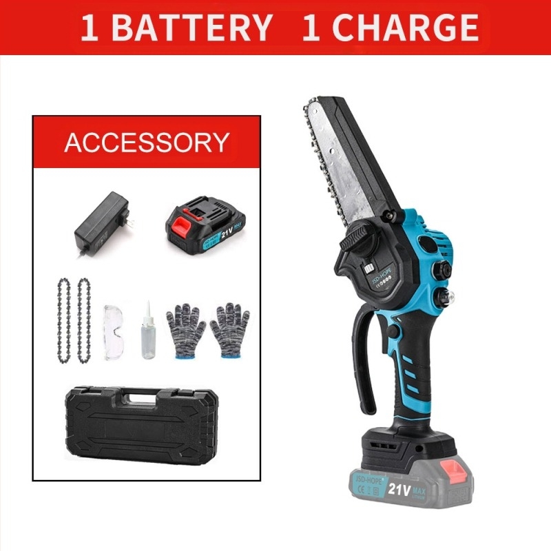 Χειροποίητο ηλεκτρικό αλυσοπρίονο με επαναφορτιζόμενη μπαταρία λιθίου, 220V, αλυσίδα από κράμα αλουμινίου