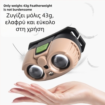 LED κεφαλόφως με αισθητήρα και USB φόρτιση, 3W, μπαταρία 400mAh, φορητό υπαίθριο φως για νυχτερινό ψάρεμα και τρέξιμο