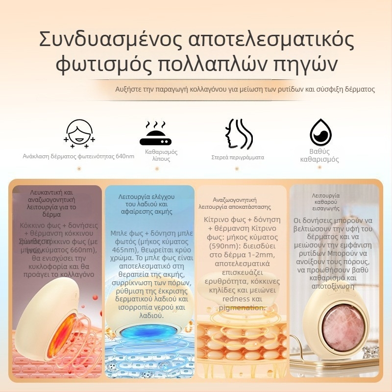 Εργαλείο Ομορφιάς — Μασάζ Προσώπου με Λίθο Jade, φορητό για οικιακή χρήση, IPX6 Αδιάβροχο, Ενσωματωμένη Μπαταρία 800–1000mAh, Λευκανση, Ενυδάτωση, Αναζωογόνηση Δέρματος, Λάμψη, Πολυχρωμο Φως