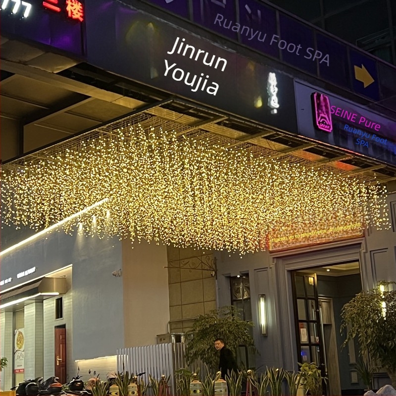 Ηλιακά LED φώτα 24V εξωτερικού χώρου, αδιάβροχα – πολύχρωμες λωρίδες πάγου, φώτα καταρράκτη, κουρτίνα και κρεμαστά φούντες LED (200 LEDs)