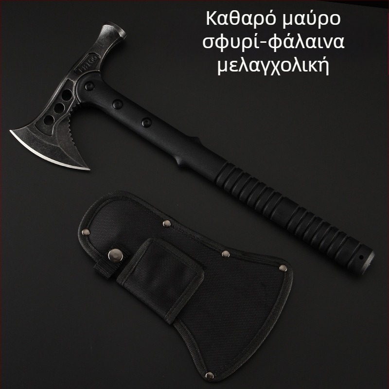 Τεχνικό τσεκούρι επιβίωσης με κεφαλή σφυριού, άκρη πυροσβεστικής, 420 ανοξείδωτο ατσάλι, σκληρότητα 55–57 HRC