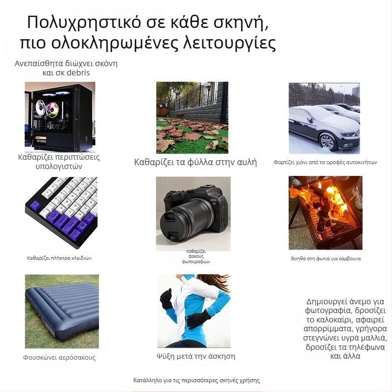 Μίνι φορητός ανεμιστήρας με κινητήρα χωρίς ψήκτρες, επαναφορτιζόμενη μπαταρία 4000 mAh, 4 ταχύτητες ροής αέρα, θόρυβος 51–60 dB, βάρος 326 g