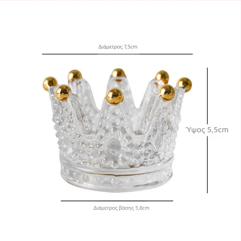 Τασάκι από κρύσταλλο γυαλί και δοχείο για κεριά, σε σκανδιναβικό στυλ με κορώνα, Hongxiao, προέλευση Qixian County