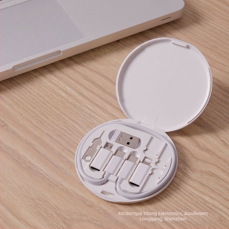 5 σε 1 σταθμός γρήγορης φόρτισης με έξοδο 60W, θύρες USB-C/Lightning/Micro USB, περίβλημα PVC