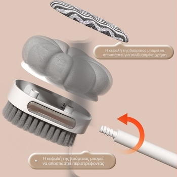 Αποσπώμενο πολυλειτουργικό βούρτσα μπάνιου με μακρύ χειρολαβή και μπάλα μπάνιου – Πλαστικό