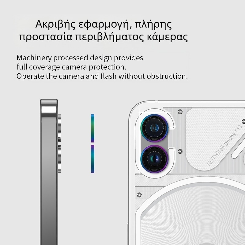 Προστατευτικό φακού Nothing Phone 1 — φινίρισμα καθρέφτης, ανθεκτικό σε γρατζουνιές, υλικό: tempered glass από κράμα αλουμινίου, επεξεργασία: μηχανική κατεργασία