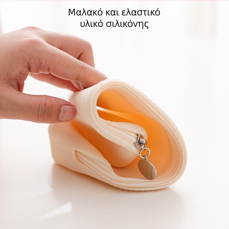 Τσαντάκι μακιγιάζ από σιλικόνη, προστασία από σκόνη, με μεγάλο χώρο, φερμουάρ, για αποθήκευση πινέλων μακιγιάζ, φορητό για ταξίδια.