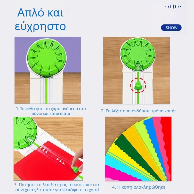 PT-001G 12-σε-1 συρόμενο μικρό πλαστικό κοπτικό χαρτιού για χειροποίητα ημερολόγια