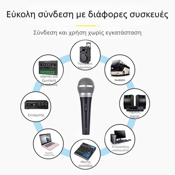 Ενσύρματο δυναμικό μικρόφωνο για KTV, συνεδριάσεις και οικιακή χρήση — εύρος 30 Hz–15 kHz, SNR ≥95 dB, μοντέλο 001