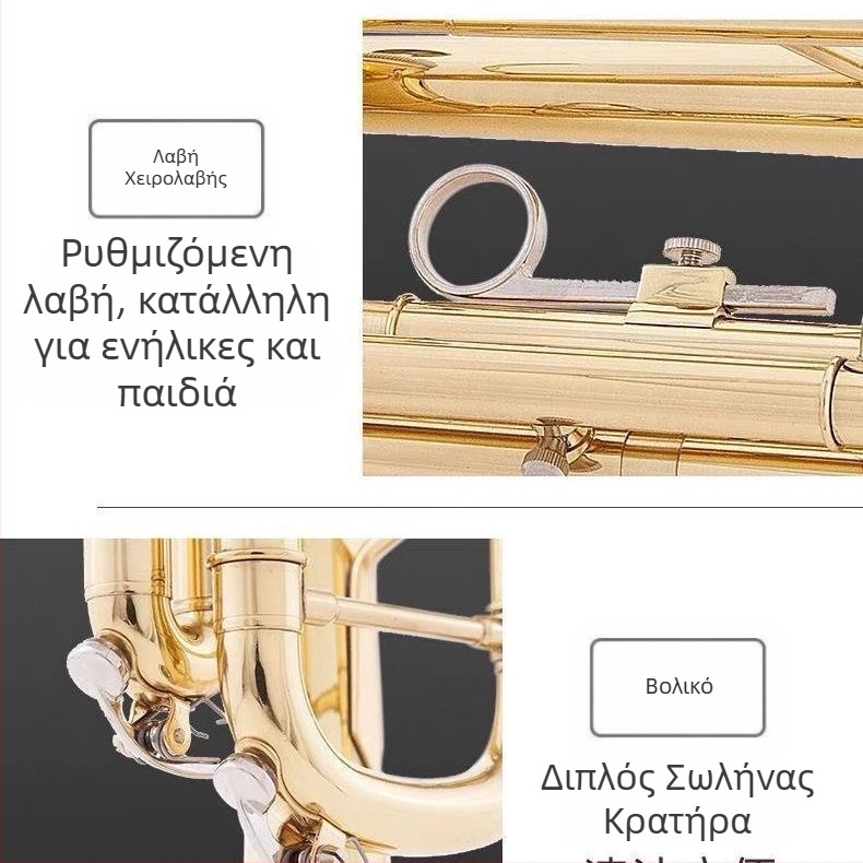 Τρομπέτα JBTR-300 Down-B, επίχρυση, για αρχάριους - μεταλλικό πνευστό όργανο για σχολική μπάντα