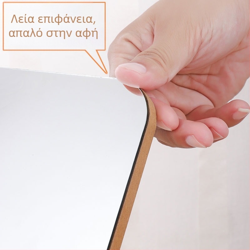 Επιτραπέζικός καθρέπτης μακιγιάζ με ξύλινο πλαίσιο, μονής όψης, ασημένια επιφάνεια καθρέφτη, εκτύπωση λογότυπου και παραμετροποίηση