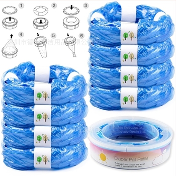 Κάδος πάνας με έλεγχο οσμών και θήκη αποθήκευσης πάνας μωρού, PE υλικό, μιας χρήσης, επίπεδο στόμιο, σετ 48 τεμάχια