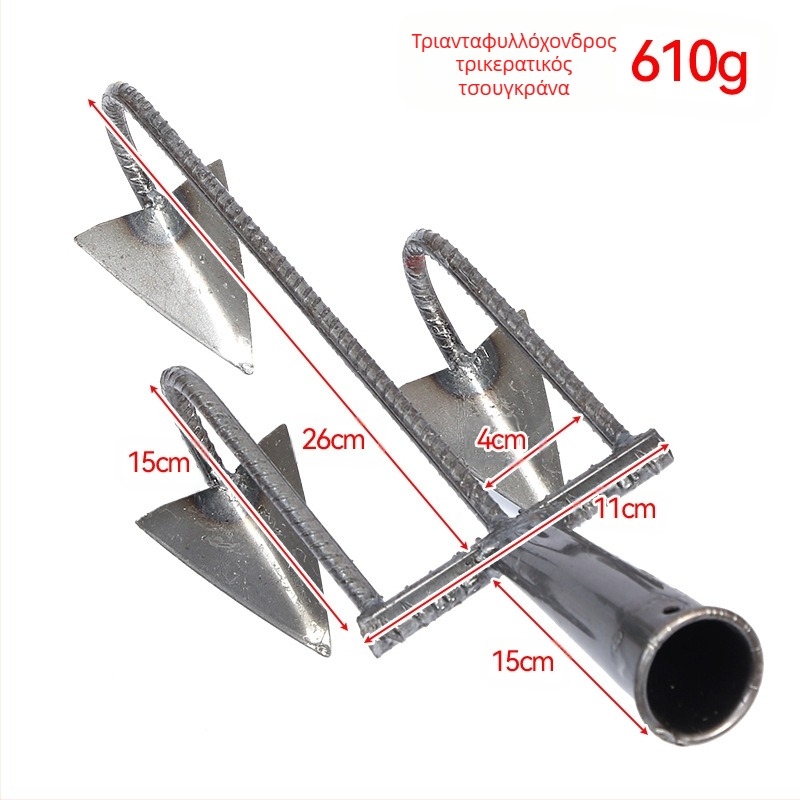 Τριγωνική σκαπάνη με μαγάνιο ατσάλι, πέντε δόντια για χαλάρωση του εδάφους και απομάκρυνση ζιζανίων