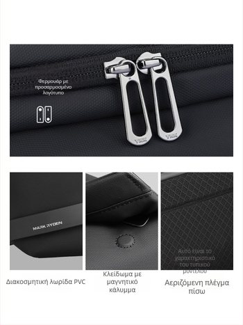 Ανδρική crossbody τσάντα για το στήθος, στυλ δρόμου, Oxford ύφασμα, ανθεκτική στη φθορά, χωρίς εκτύπωση, επένδυση πολυεστέρα