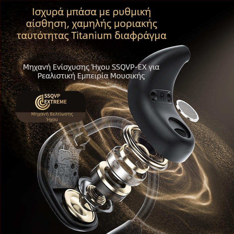 Ασύρματα αθλητικά ακουστικά με γάντζο στο αυτί, έλεγχο αφής και ψηφιακή οθόνη (Bluetooth 5.4, εμβέλεια 15 m, μπαταρία 4–8 h)