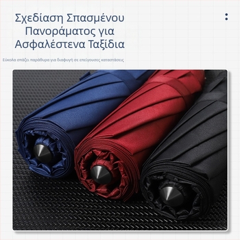 Αυτόματο αναδιπλούμενο ομπρέλα αυτοκινήτου, μοντέρνος σχεδιασμός τρίφυλλου, 10 μεταλλικές ράβδοι, ύφασμα 190T, UPF > 40 (αυτόματο άνοιγμα, σχεδιασμός τριών φύλλων, 10 μεταλλικές ράβδοι, ύφασμα 190T, UPF > 40)