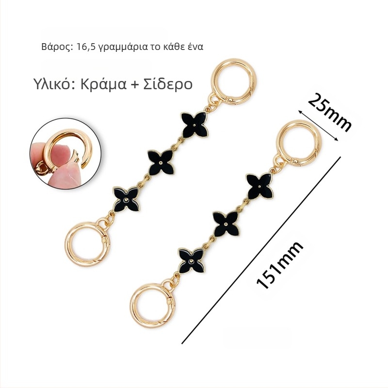 Αξεσουάρ αλυσίδας τσάντας με φινίρισμα λαδιού σε σταγόνες, μοτίβο τετράφυλλου φύλλου, μέταλλο, Xinhe
