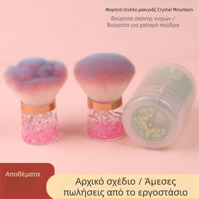 Πινέλο πούδρας με συνθετικές ίνες, πλαστική λαβή, φορητός σχεδιασμός, συσκευασία σε κουτί (Συνθετικές ίνες; Πλαστική λαβή; Φορητός σχεδιασμός; Συσκευασία σε κουτί)